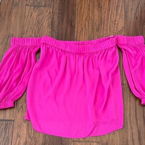 Milly Vibrant Pink Off-Shoulder Blouse Small